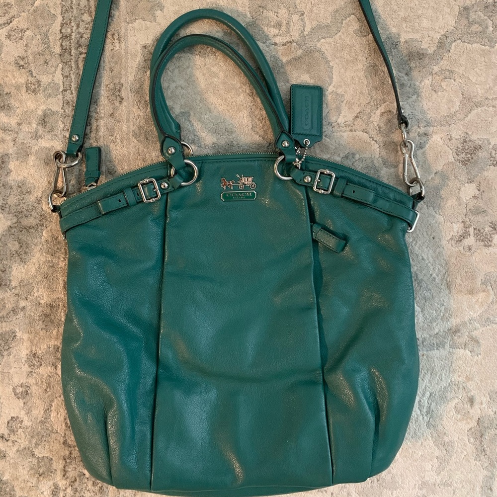 Coach Madison Lindsey Leather Satchel in Aegean